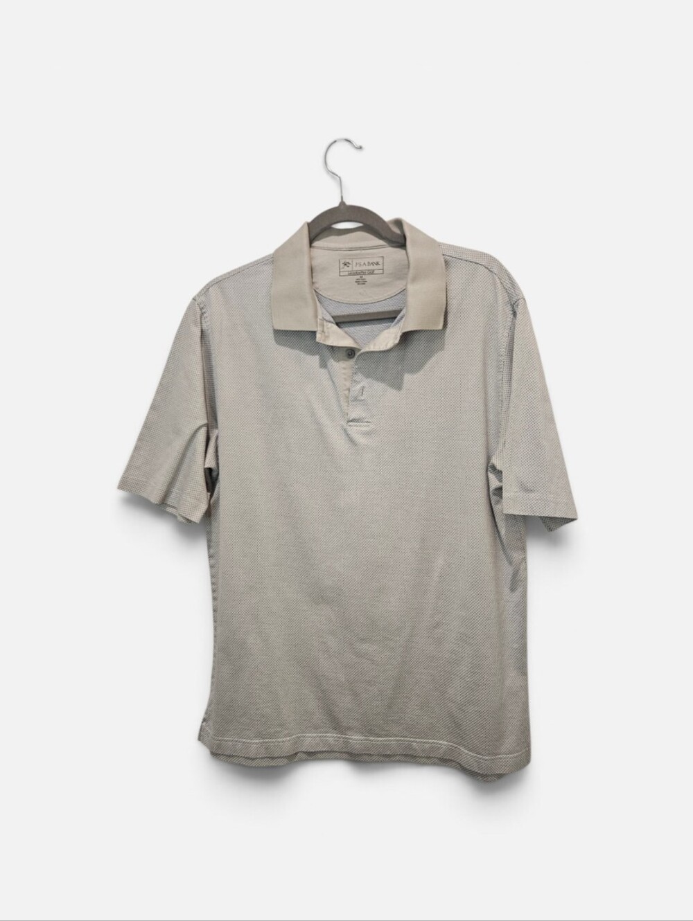 Jos. A Bank Mens Leadbetter Knit Golf Polo Silver Gray Size Medium 100% Cotton